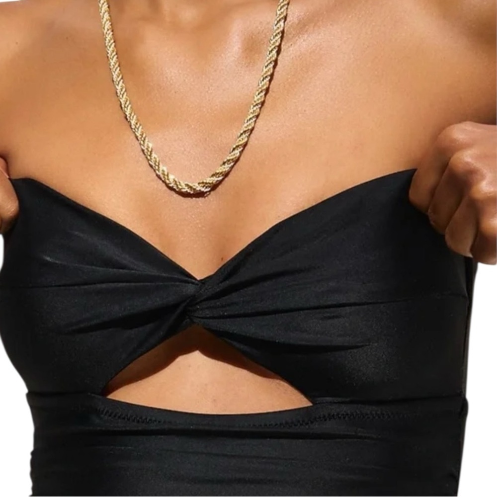J Crew Black Long Torso Ruched Cutout One Piece Womens Size 6 - Picture 2 of 8